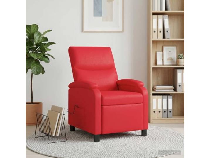 Massage Relaxsessel Rot Kunstleder, 115°-160° Neigungsfunktion Metall-und-Holzwerkstoff-Rahmen,weiche Schaumstoff-Füllung,einfach mit feuchtem Tuch reinigen