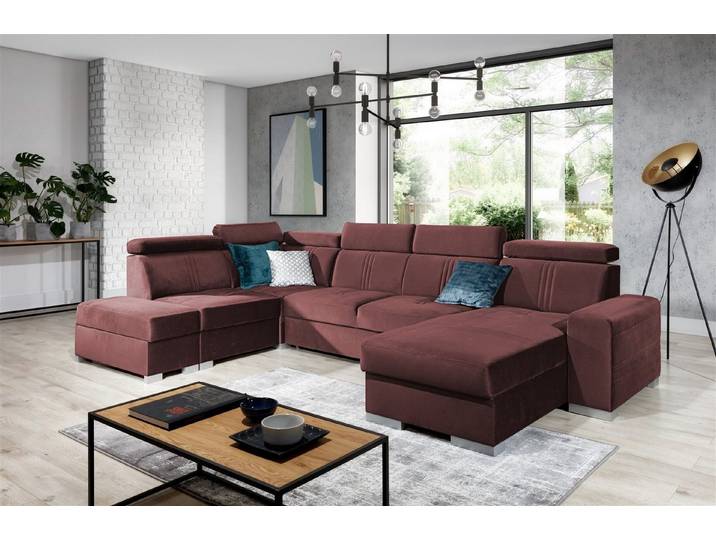 Fun Möbel Wohnlandschaft Wohnlandschaft Schlafsofa NOLAN inkl. USB-Anschluss, inkl. Bettkästen, Kopfteil verstellbar, Rundumbezug, inkl. USB-Anschluss