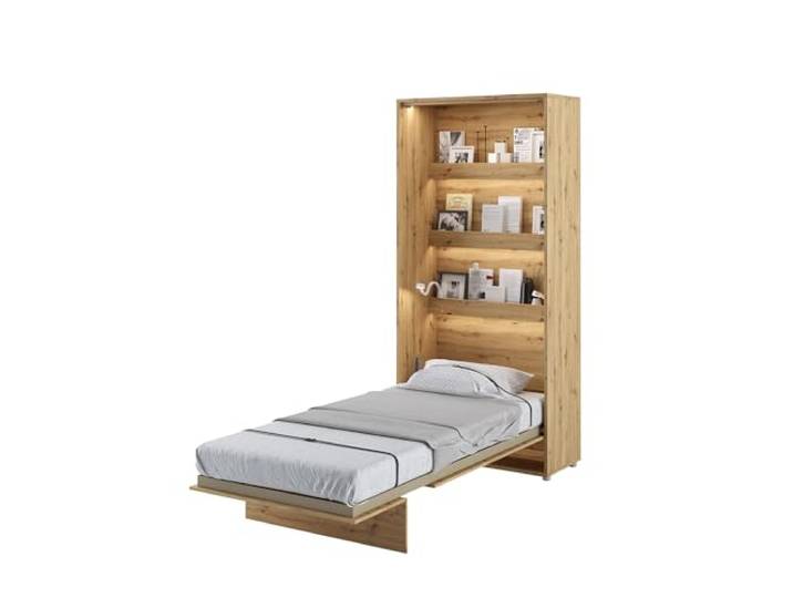 MEBLINI Schrankbett BC-03-90x200cm Vertikal - Artisan Eiche - Wandbett mit Lattenrost - Klappbett mit Schrank - Wandklappbett - Murphy Bed - Bettschrank