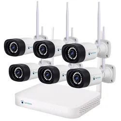 LUVISION WLAN Funk Video Überwachungssystem KI NVR 5MP Nachtsicht Farbe Mikrofon Wifi6 6 Kameras