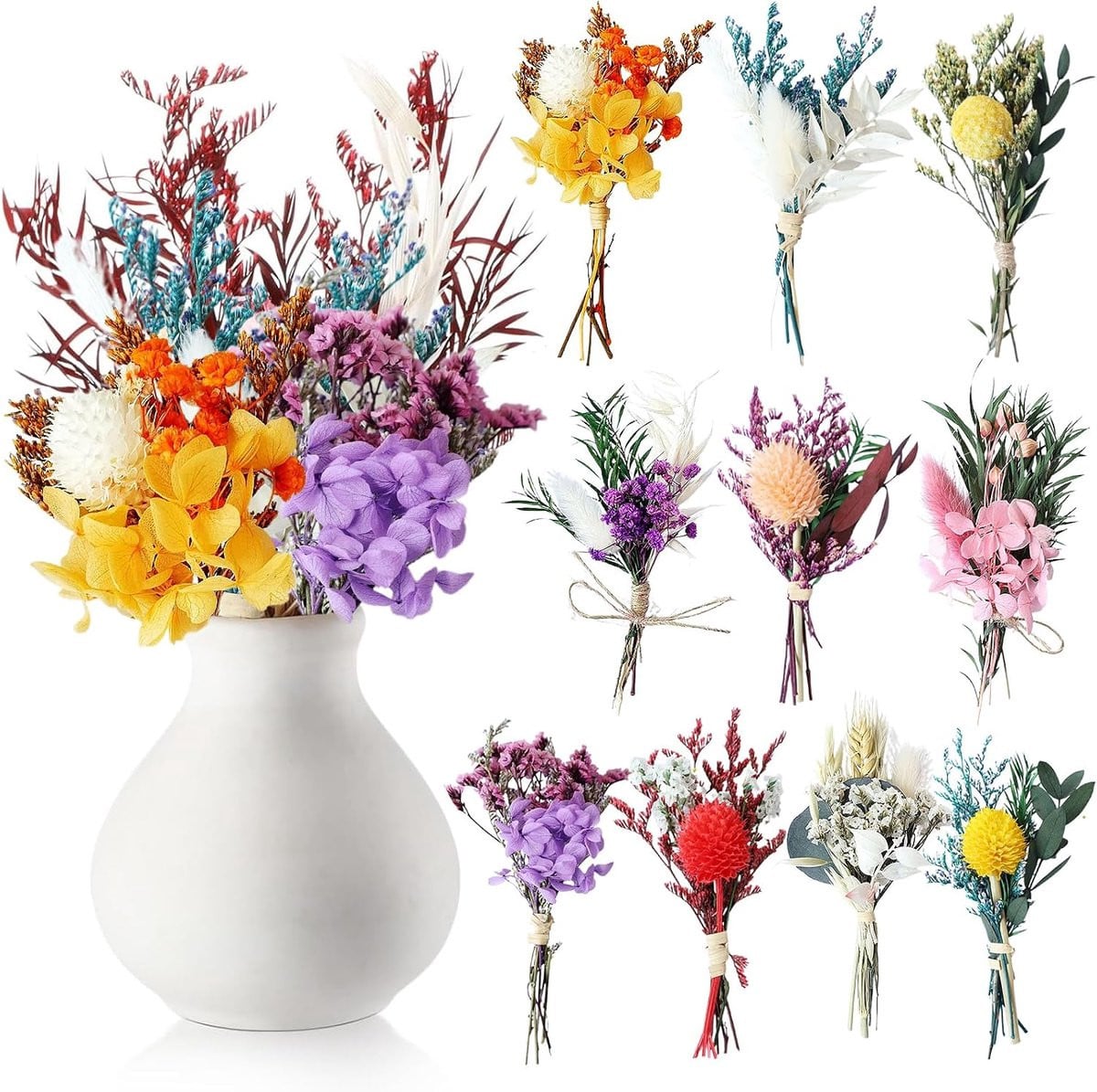Boeket met natuurlijke gedroogde bloemen