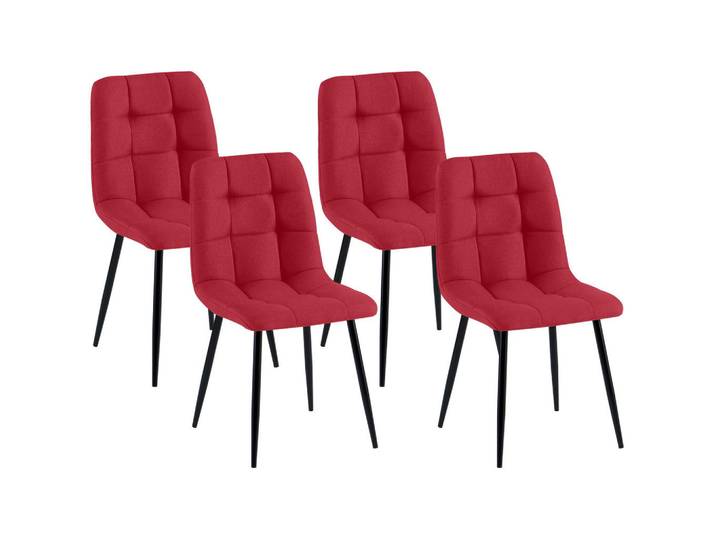 CLP Stuhl 4er Set Stoff Rot, Metall, 45x84x55 cm, Esszimmer, Stühle