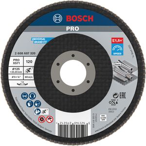 Bosch Fächerschleifscheibe PRO X571, Ø125mm, Körnung 120, gewinkelt, für Metall