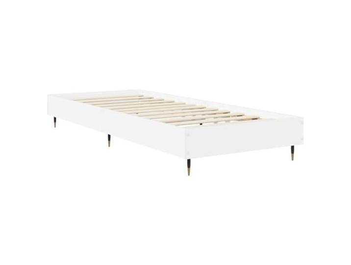 SKTQYQO Bettgestell weiß 80 x 200 cm aus technischem Holz Fester Lattenrost, rechteckiges Design, einfache Wartung, Verwendung im Innenbereich
