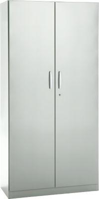 Büroschrank, 5 OH, abschließbar, mit aufliegenden Türen, B 950 mm, Lichtgrau
