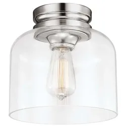 Deckenleuchte Wohnzimmerlampe Lampe Stahl Glas Nickel D 22,9 cm 1 Flammig