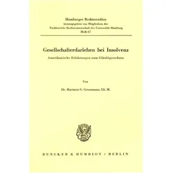 Gesellschafterdarlehen bei Insolvenz., Fachbücher von Deutsche Bibliothek (Frankfurt am Main, Germany), Hartmut G. Grossmann