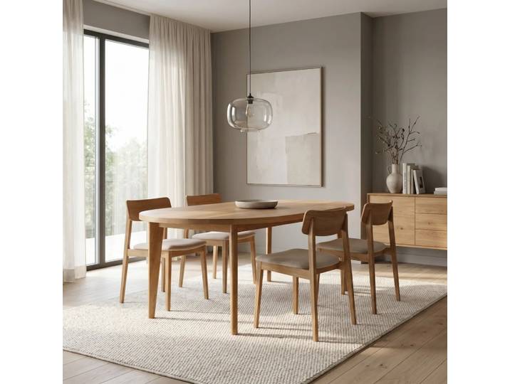 Runder Ausziehbarer Luna-Tisch aus Massivholz 110 x 110 cm Zwei Verlängerung je 45 cm Danzz