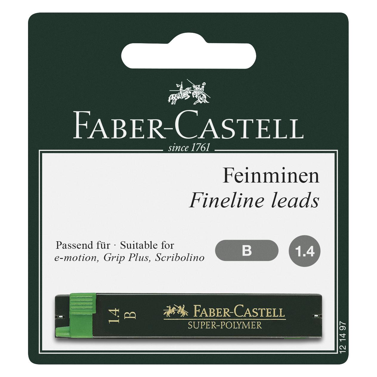 Faber-Castell Schreibmine Feinmine Super Polymer 1.4 mm, Schwarz (12 Stk., 1.40 mm, B) (121497)