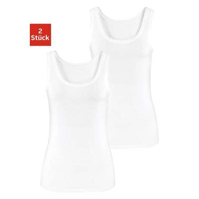 Tanktop VIVANCE "aus luftiger Baumwoll-Qualität", Damen, Gr. 36/38, weiß, Single Jersey, Obermaterial: 95% Baumwolle, 5% Elasthan, unifarben, Basic, Basic, tiefer Rundhals, Tops Tanktop, aus elastischer Baumwoll-Qualität