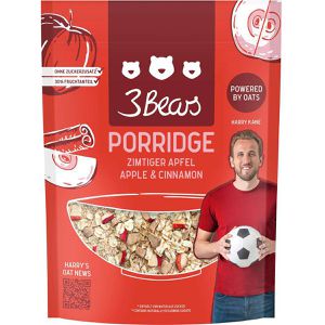 3Bears Haferbrei Porridge Zimtiger Apfel, mit Apfelstückchen & Zimt, 400 g