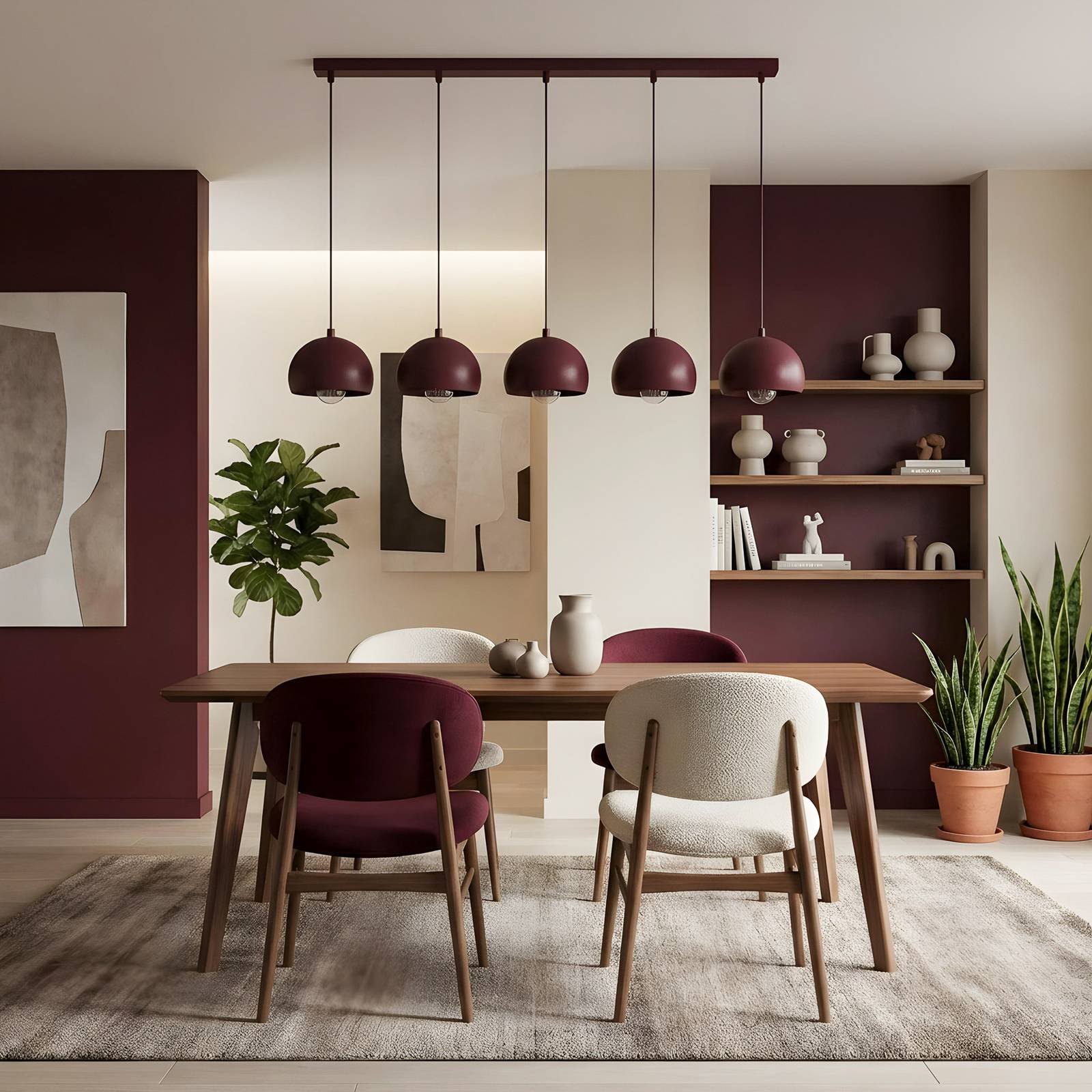Hängelampe Sool Luminex, dimmbar, rot, für Wohn- / Esszimmer, Metall, Pendelleuchte