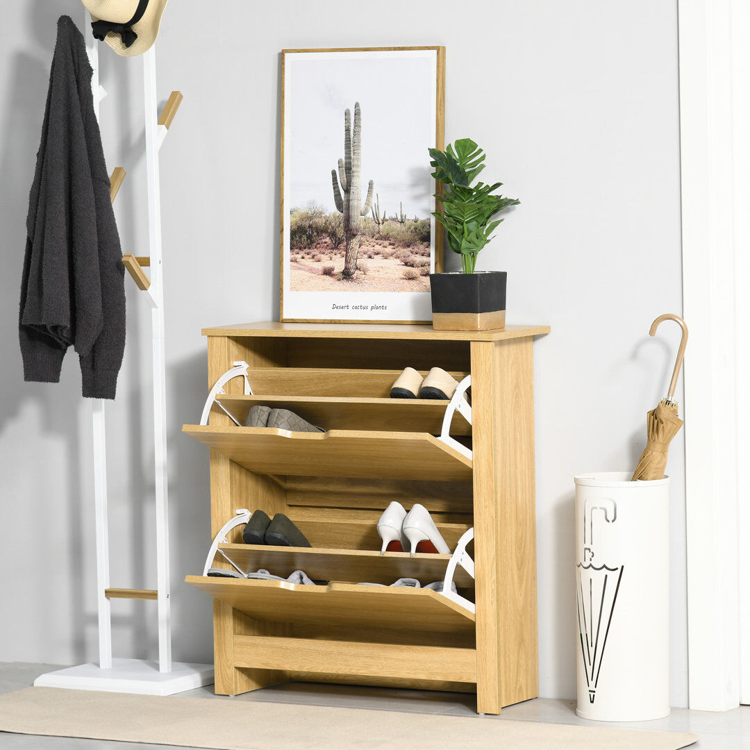 Brayden Studio Csair 12 Pair Flip Down Shoe Storage Brown 12