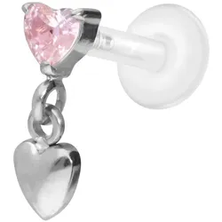 PTFE Labret mit Innengewinde + Titan-Aufsatz 2 HERZEN