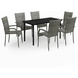 Helloshop26 - 7-teiliges Garten-Essset graue und schwarze Möbel 02_0013973