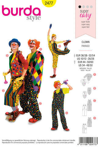 burda Schnitt 2477 "Clown" für SIE und IHN