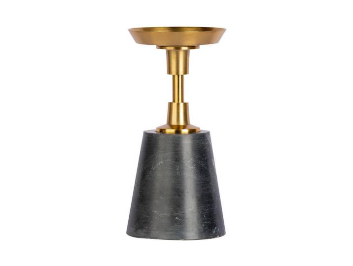 Kayoom Kerzenständer, Schwarz, Goldfarben, Metall, Stein, 10x22x10 cm, zum Stellen, Dekoration, Kerzen & Kerzenhalter, Kerzenständer