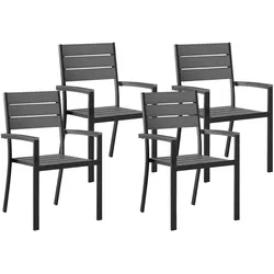 GARTENSTUHL 4er-Set Kunstholz grau/schwarz Prato