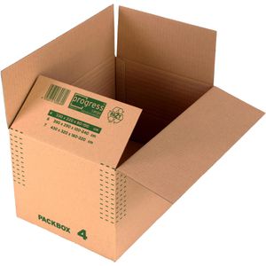 progress Faltkartons Premium, 1-wellig 10 Stück, mit Automatikboden, Innenmaße 330 x 220 x 80-190mm