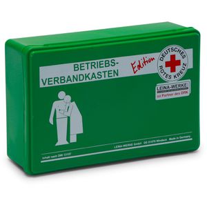 Leina-Werke Verbandskasten klein, DIN 13157, für Betriebe & Zuhause, aus Kunststoff, grün, DRK-Edition