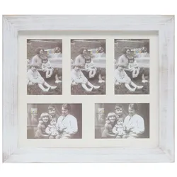 Deknudt Bilderwandrahmen aus Holz weiß gemalt für 5 BilderWeißer Galerierahmen für eine stilgerechte Einrahmung Ihrer Lieblingsbilder. Dieser handgemalte H