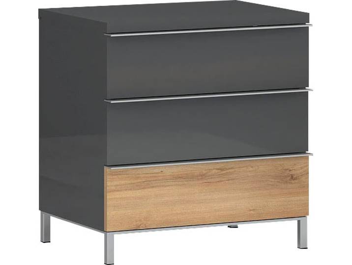 Nachtkonsole GOODPRODUCT Onyx, Nachttisch mit 2 oder 3 Schubladen, UV Lackierung Hochglanz , grau (anthrazit, walnussfarben), B:56cm H:59cm T:41cm, Holzwerkstoff, Sideboards, Nachtkonsole, mit Soft-Close-Funktion, Masse (B/T/H) 56/41/43 oder 59cm