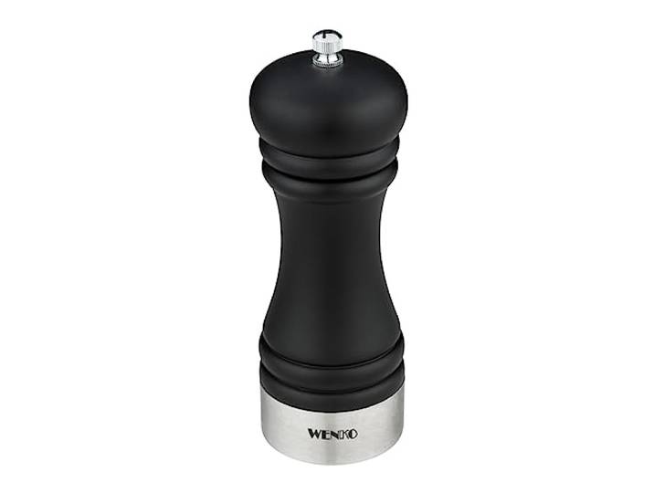 WENKO Pfeffermühle Sali aus Holz kombiniert mit Edelstahl Schwarz