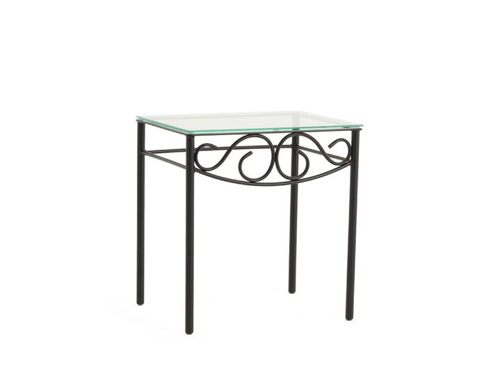 Nachttisch Iris 3 , Metall , mit Glasplatte , Schwarz struktur