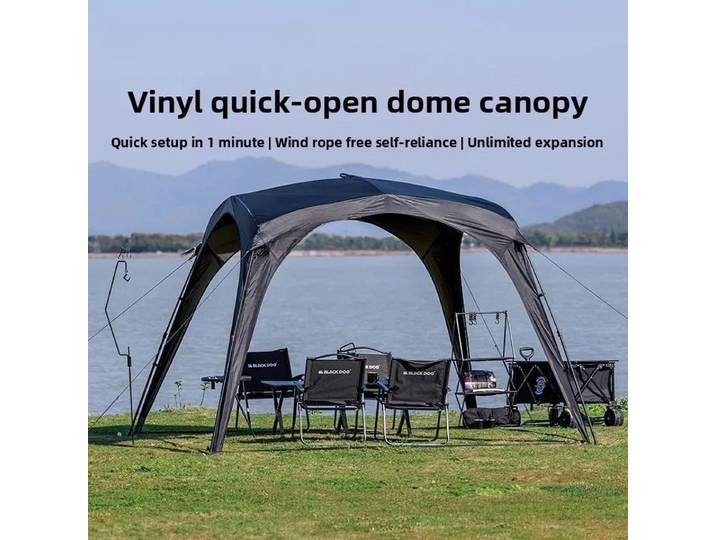 Tente dôme de camping extérieure de grande taille, gazebo, imperméable, revêtement noir, abri solaire, auvent portable pour plage, jardin, pique-nique, fête