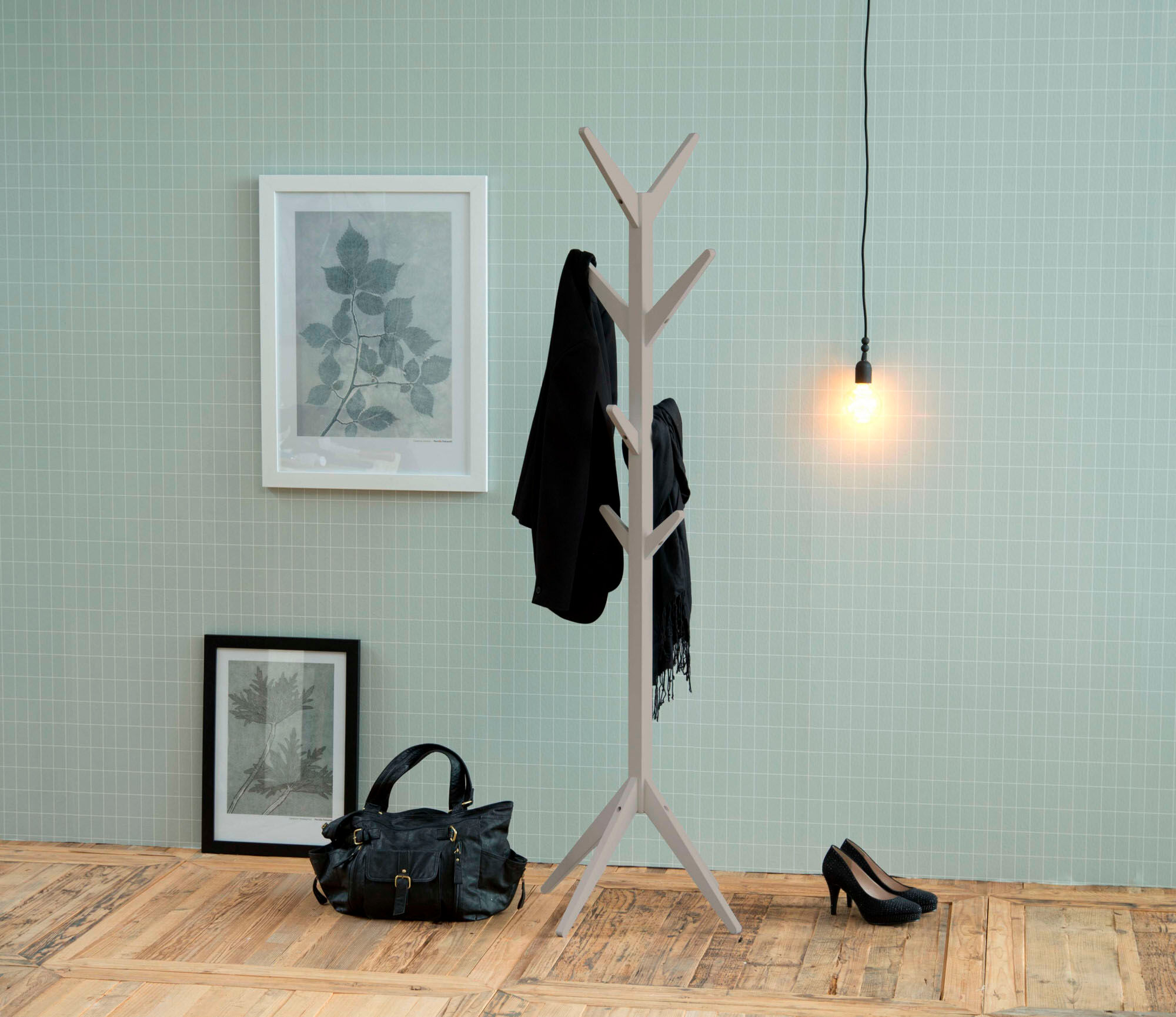 Kleiderständer ACTONA GROUP "Ascot", grau, B:42cm H:178cm T:42cm, MDF, Garderobenständer, Kleiderständer, Garderobenständer aus lackiertem MDF, mit 8 Haken grau Einheitsgröße