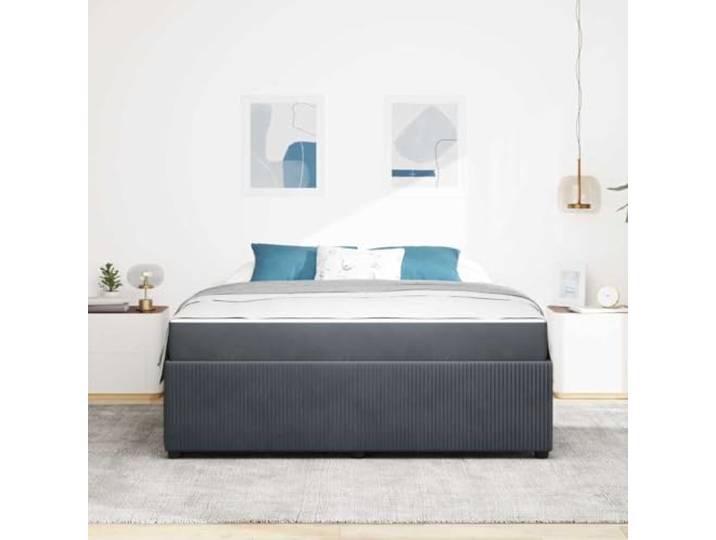 KTHLBRH Bettgestell dunkelgrau 180 x 200 cm Stoff Robustes technisches Holz, feste Latten, stabiler Ständer, modernes Design