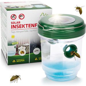 Gardigo Wespenfalle Solar Insektenfalle 2in1, aus Kunststoff, mit LED-Licht, giftfrei, zum Stellen und Aufhängen
