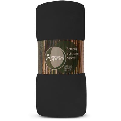 Bettlaken ASPERO "Bambus Spannbettlaken Macau", schwarz, B:100cm, Bettlaken, Bettlaken
