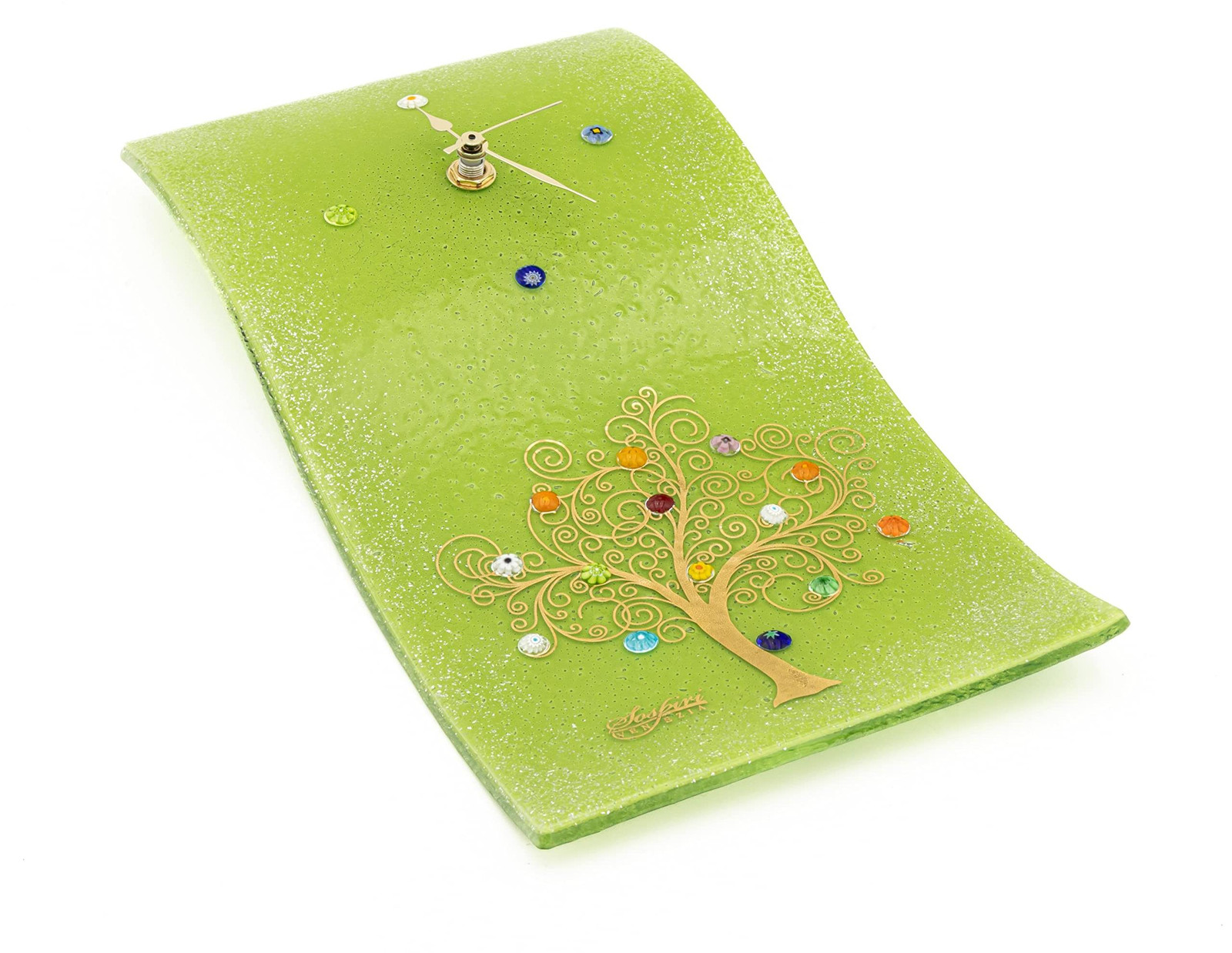 Dripio Analoge Wandklok van Murano-glas, Handgemaakt, 16 x 30 cm