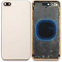 Goldenes Cover (ohne Logo) für Rückseite, inkl. Tastenset und SIM-Halter, passend für iPhone 8 Plus