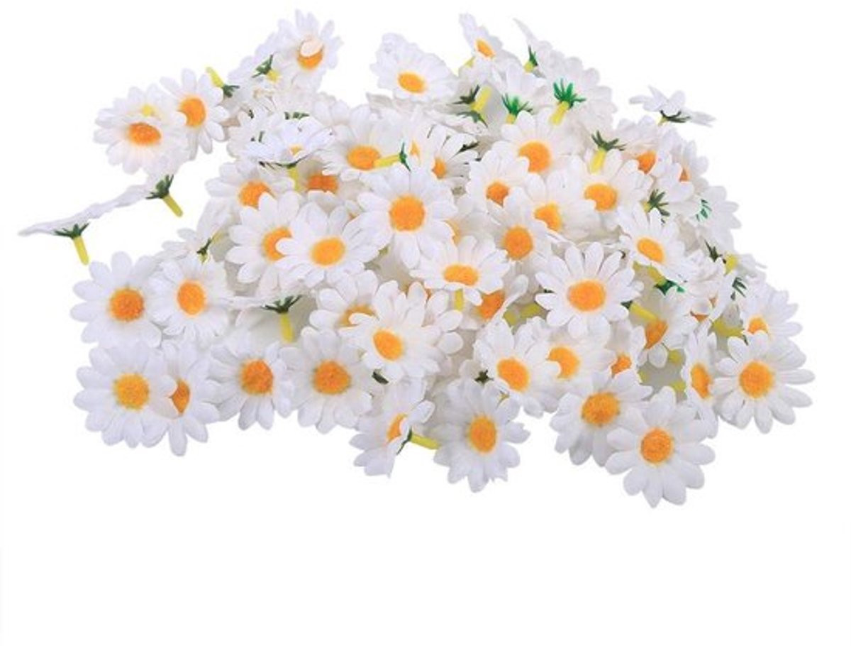 Dailygoody Kunstmatige Gerbera Bloem - Wit - 100 stuks