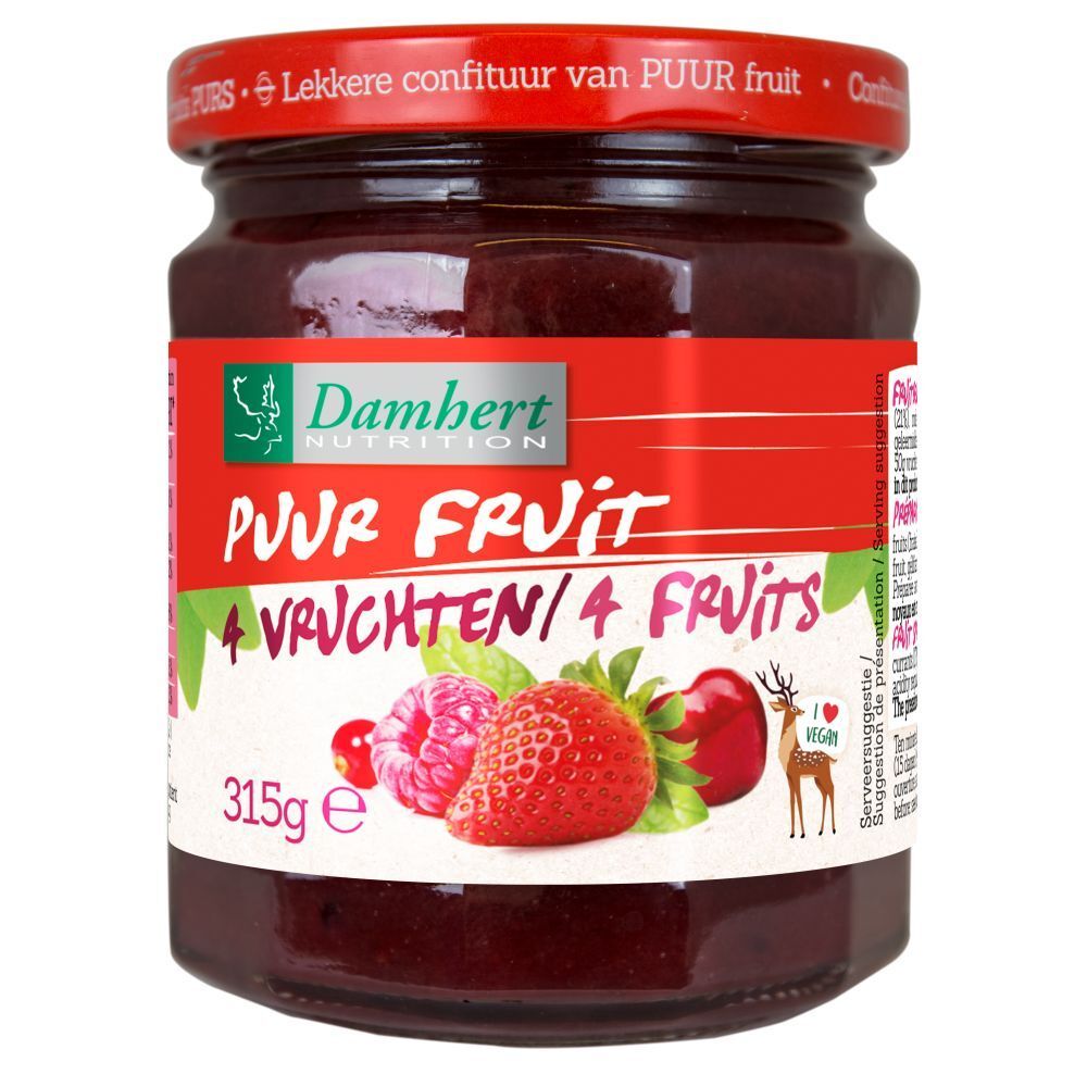 Damhert Confituur 4 vruchten - 100% Fruit (zonder toegevoegde suiker) EN OK 315 g Sonstige