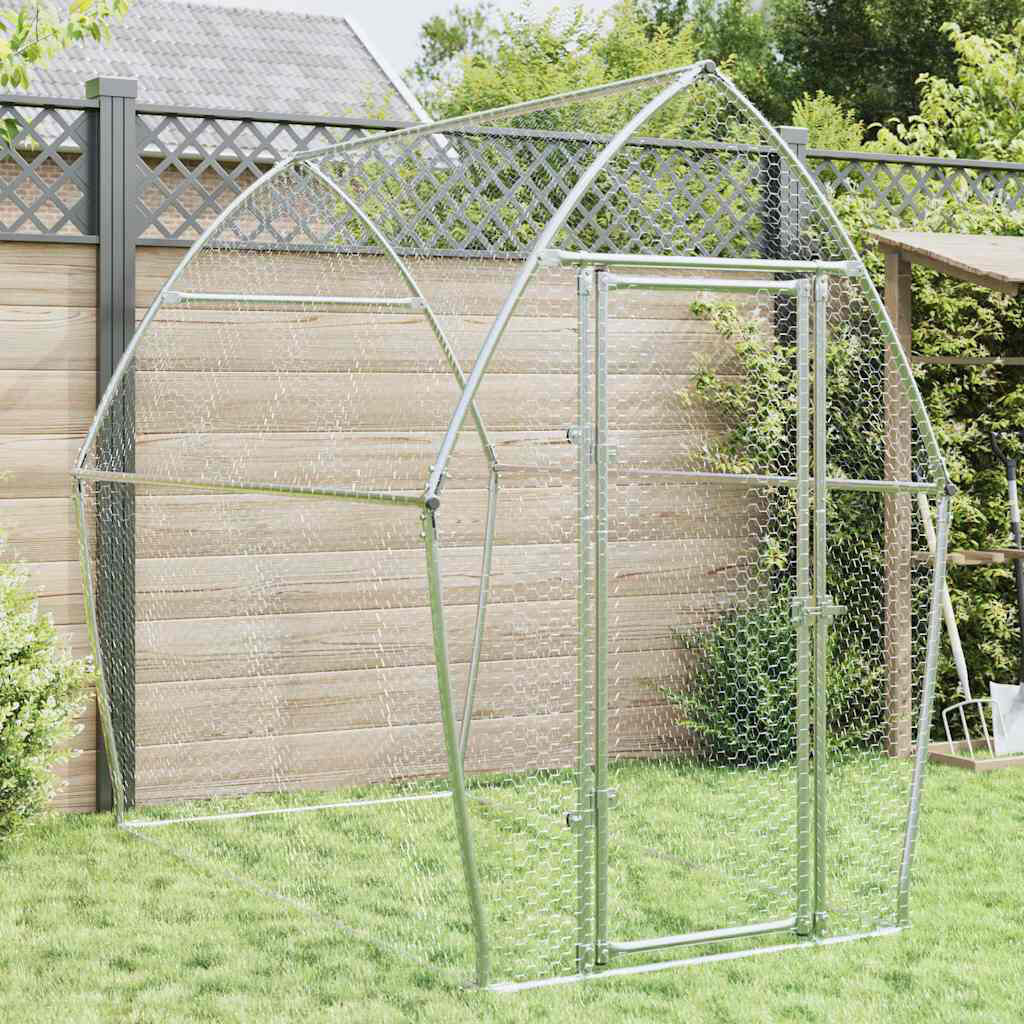 Archie & Oscar Chicken Cage Silver Galvanised Steel Silver 182cm H x 200cm W x 105cm D
