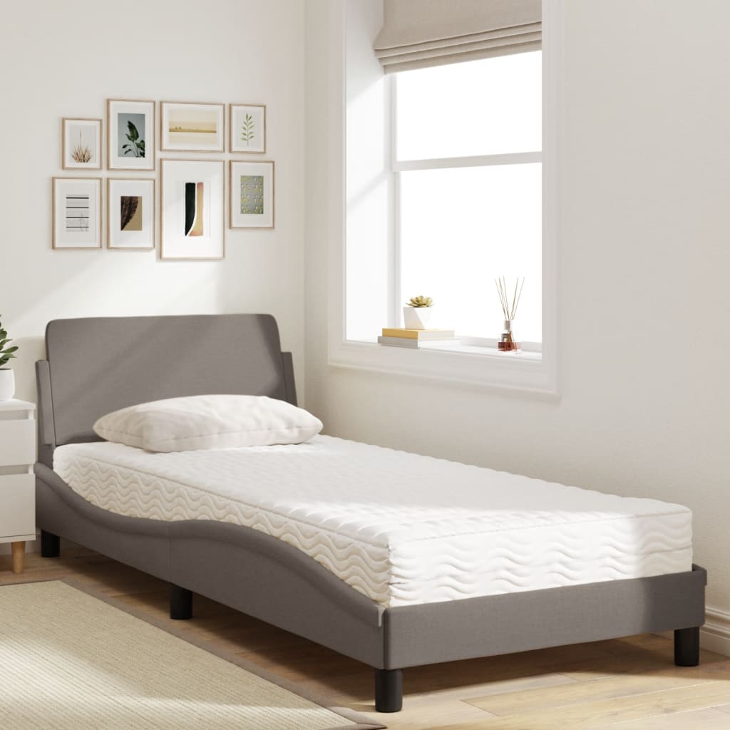 vidaXL Lit avec matelas Dover taupe 90x190 cm tissu
