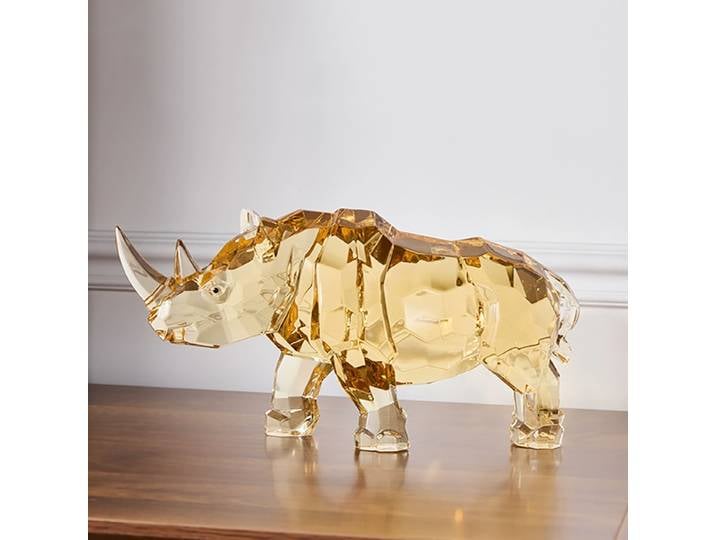Décor artisanal en acrylique, ornement de sculpture de rhinocéros, œuvres d'art de luxe, décoration de bureau, statue de modèle animal, cadeaux nordiques