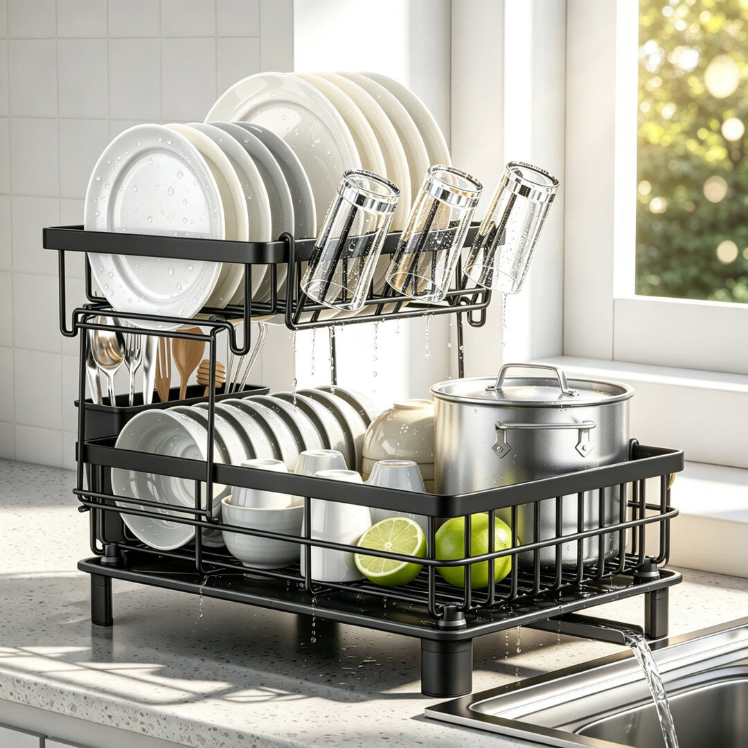 Fcbnposi Dish Rack Black 31cm H X 38cm W X 28cm D