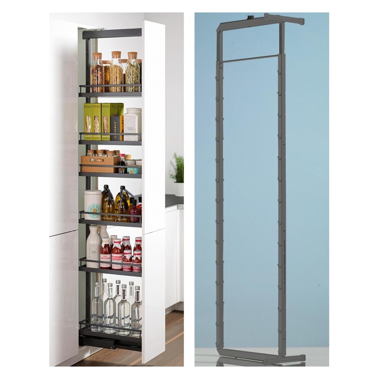 Hettich Höhenverstellbarer Tragrahmen Dispensa 90°, B 362 mm, H 1900 - 2300 mm, silber (1 Stk.) (228812)