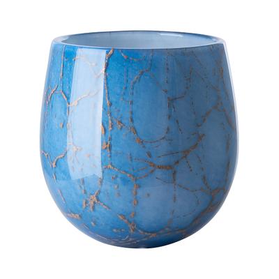Tischvase FINK "COSMIC", blau (blau, goldfarben), B:14cm H:16,5cm T:14cm Ø:14cm, Vasen