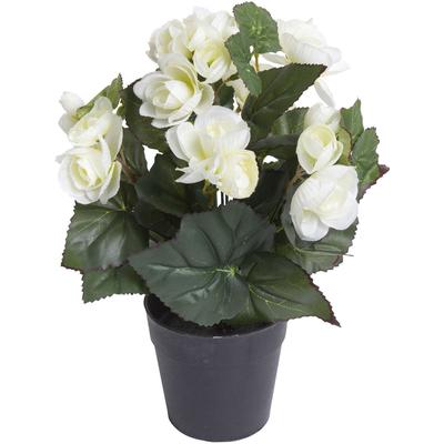 Kunstblume BOTANIC-HAUS "Begonienbusch mit 7 Stielen", beige (creme, weiß), B:18cm H:26cm T:18cm Ø:18cm, Kunststoff, Kunstpflanzen