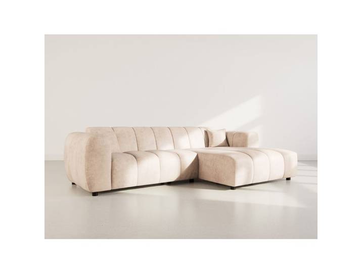 Curtis - canapé d'angle droit 4 places en simili - Beige