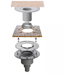 Schlüter Systems KERDI-DRAIN-KDBV Ablaufset zur vertikalen Punktentwässerung, mit Andichtungsflansch DN50 PP (Polypropylen)