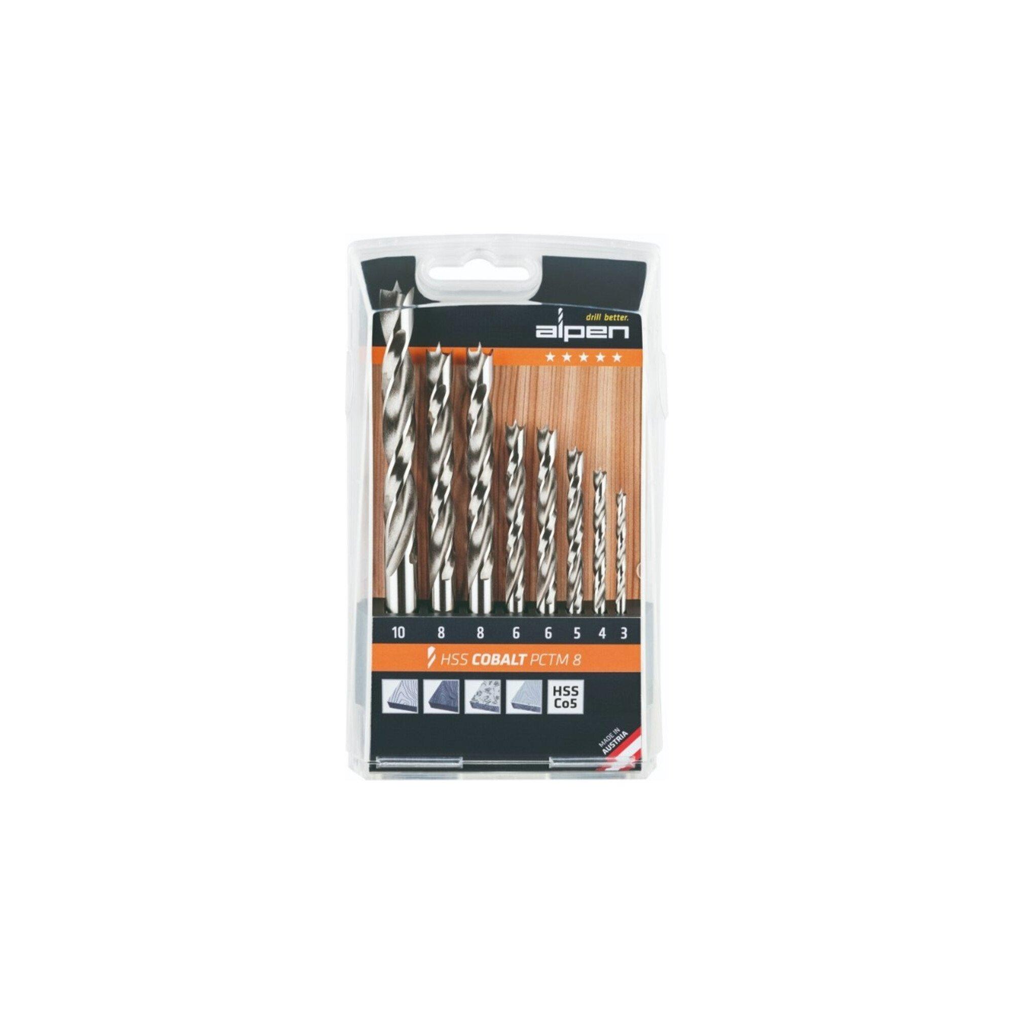 Holzspiralbohrersatz PCTM 8-tlg.D.3,4,5,2x6,2x 8,10mm HSS-Co5 ALPEN ; Alpen-Maykestag (0063300008100)