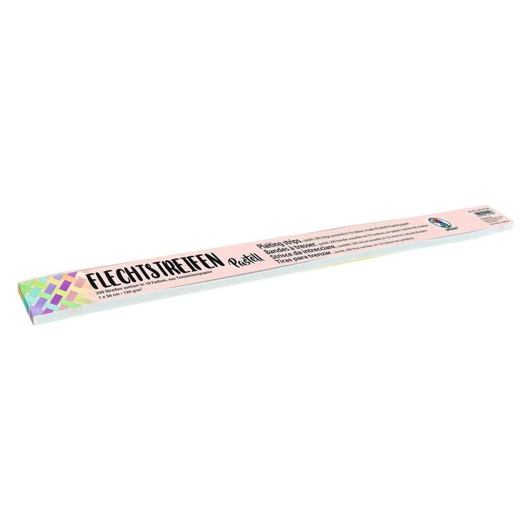 Ursus Bastelpapier 200 Stück, Flechtstreifen Pastell (130 g/m², 200x) (5690099)