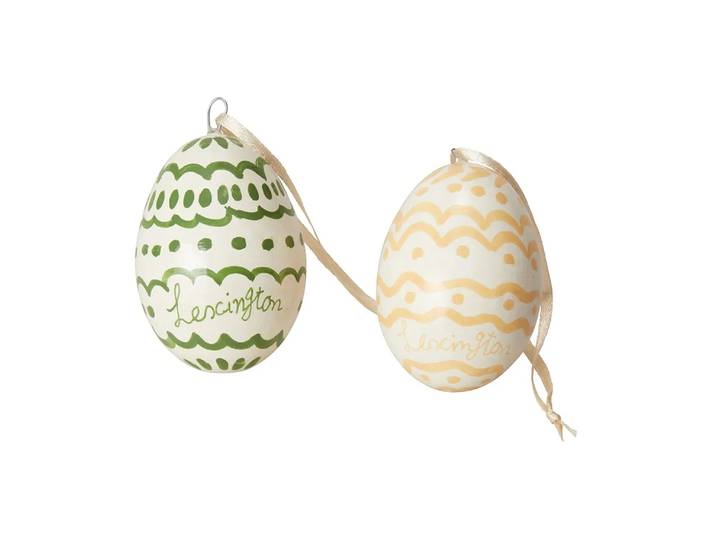 Lexington Décoration de Pâques Easter Eggs in Papier Maché lot de 2 Green-yellow