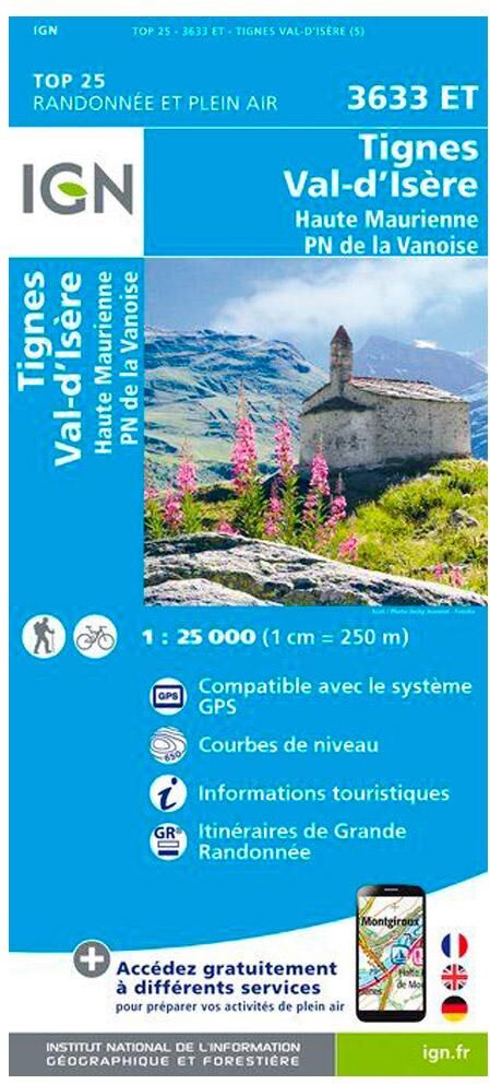 IGN  - 3633ET Tignes, Val d'Isere, Haute Maurienne, Parc national de la Vanoise - Carte